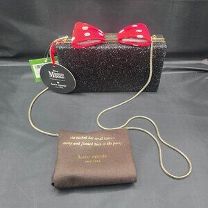 Kate Spade Minnie Mouse Bow Clasp Crossbody PXRU6510 Black Glitter